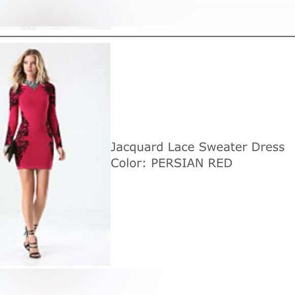 BEBE Persian red Jacquard Lace Sweater Dress - Picture 1 of 7